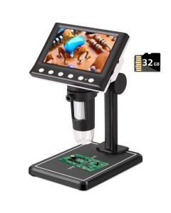 Koolertron 4.3 inch LCD Digital Microscope with 32g TF Card,1080P 1000X Magnification Handheld Microscope Camera,8 LED Light,Rechargeable Battery Microscope for Coins/Circuit Board Repair/Plant/Rock(AS-MICR08-A)