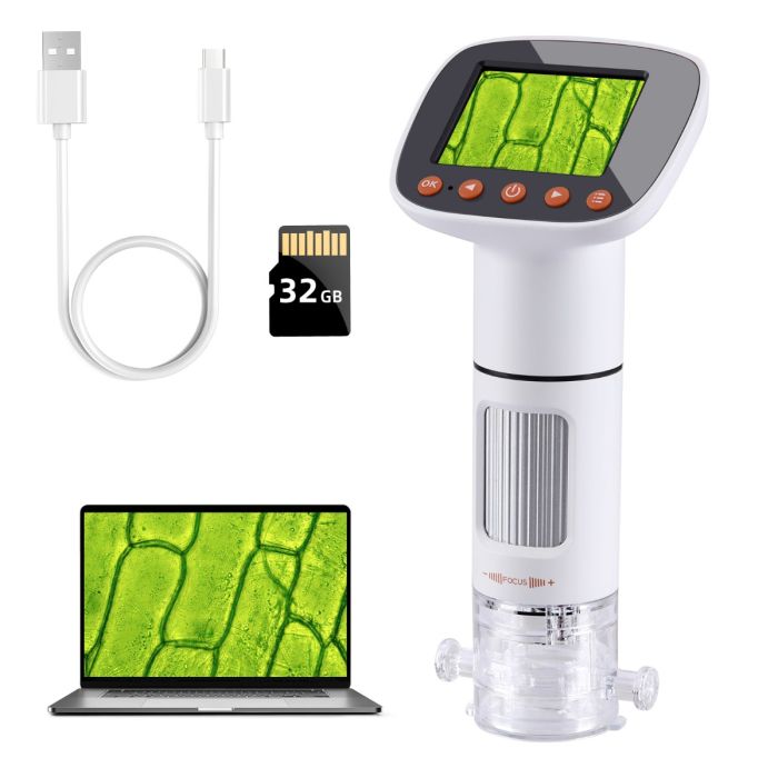 Koolertron Handheld Digital Microscope, Kids Microscope with 2 LCD Screen, Pocket  Microscope with 32g Card, 50x-1000x Zoom Focus HD Magnifier for Insect and  Plant Observation