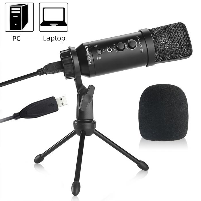 Koolertron USB Microphone Metal Condenser Recording for Studio Recording Vocals, Voice Overs, Streaming