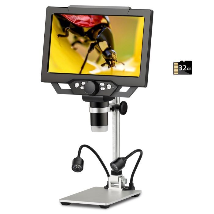 Koolertron 9 inch LCD Digital Microscope with 32G TF Card,12MP 1600X  Magnification 1080P USB Microscope,5000mAh Battery,10 inch Stand with Side  Light Coin Microscope for Plant/Rock/Circuit Board/Coin