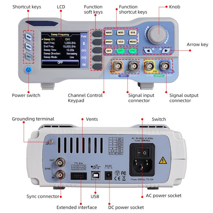 Koolertron DDS signal generator counter, 2.8 inch screen display 