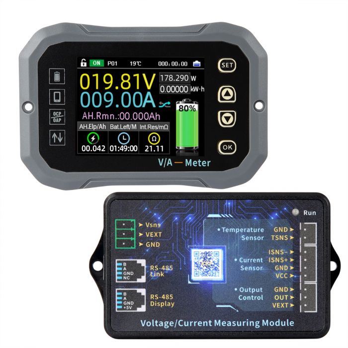 Battery Monitor with Shunt 400A 0-120V 2.4inch Display Wireless