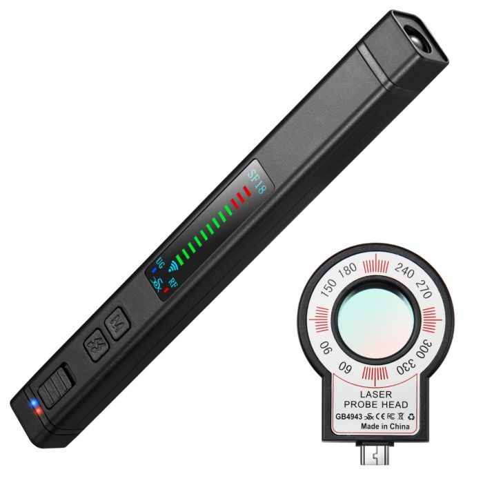 Koolertron Camera GPS scanner Signal detector,Infrared Bug RF Detector with12 Levels Sensitivity GPS Tracker Camera Listening Device