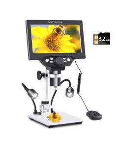 Koolertron 7 inch LCD Digital Microscope with 32G TF Card,12MP 1200X Magnification 1080P USB Microscope Camera with Remote Control,PC View,Fill Lights Microscope for Coin/Plant/Rock/Circuit Board (AS-SMXW70-D)